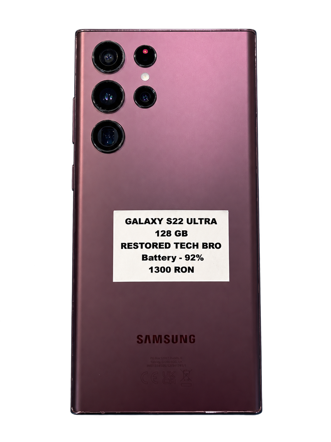 Samsung Galaxy S22 Ultra, vedere din spate